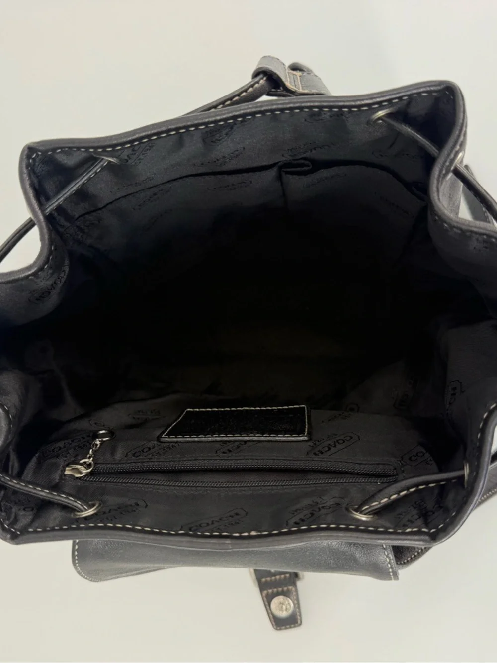 Coach Legacy Vintage Leather Small Drawstring Backpack Purse, Black, Style #9569